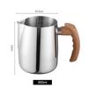 Coffee Milk Frothing Pitcher Jug 304 Stainless Steel with Scale Wooden Handle Eagle Spout Latte Coffee Kitchen Cafe Accessories