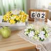 Yousheng Artificial Wildflowers Candle Ring Wreath Small Flowers Pillar Candle Holder for Farmhouse Spring Wedding Home Tabletop Decoration
