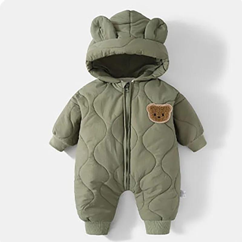 Winter Baby Outwear Clothing Fur Lining Warm Toddler Girl's Boy's Rompers Cartoon Bear Infant Jumpsuit