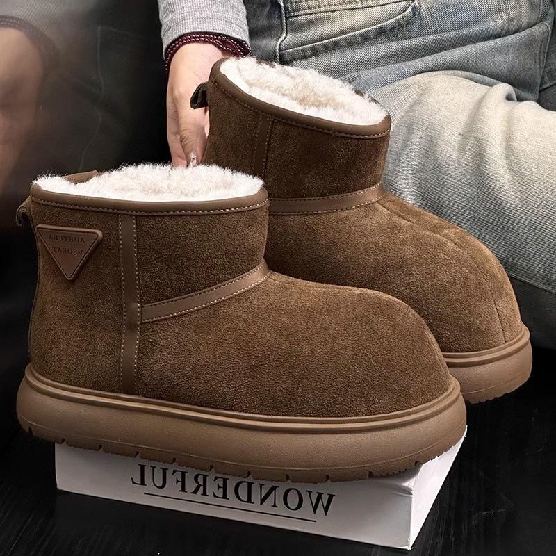 Warm thick-soled snow boots women's 2025 new winter outdoor piled thickened big-headed short boots Northeast cotton shoes