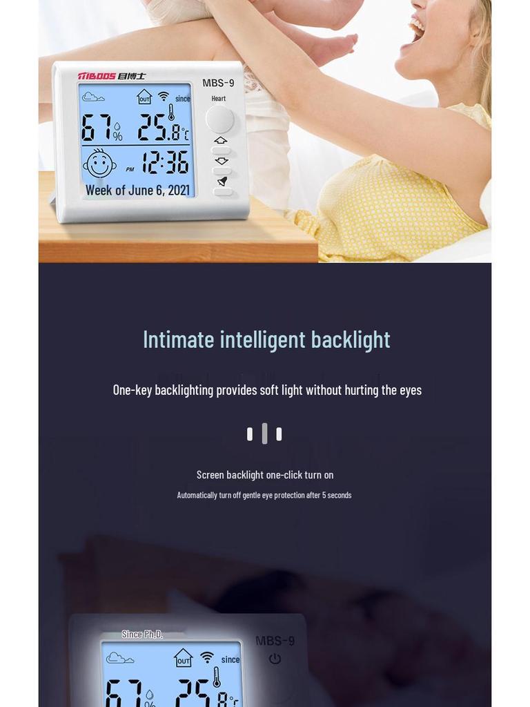 Bluetooth Thermometer & Hygrometer for Home, Baby Room, or Pet Breeding - Indoor/Outdoor, Wall-Mountable, Dry/Wet Measurement