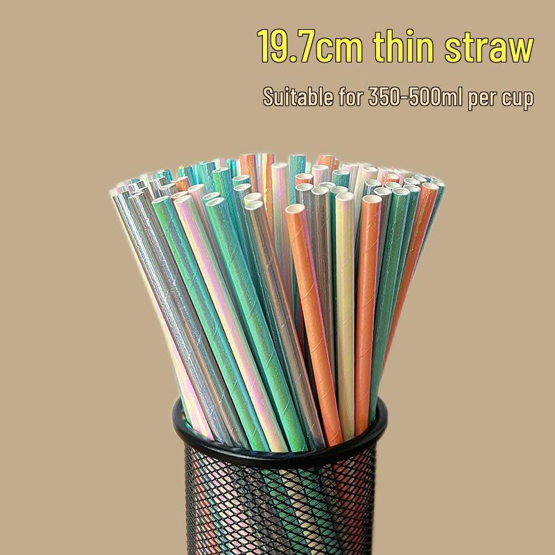 100 Biodegradable Striped Paper Straws - Colorful Drink Party Decorations