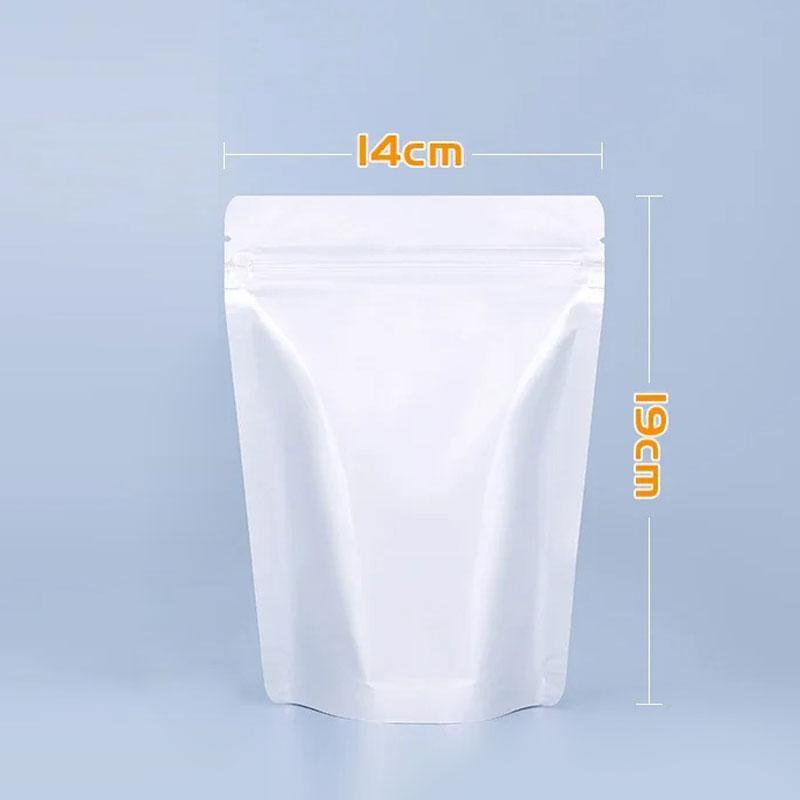 50 Stück silberfarbene Beutel aus Aluminiumfolie, wiederverschließbar, matt, stehend, für Lebensmittelverpackungen, selbstversiegelte Plastikbeutel mit Reißverschluss und breitem Boden