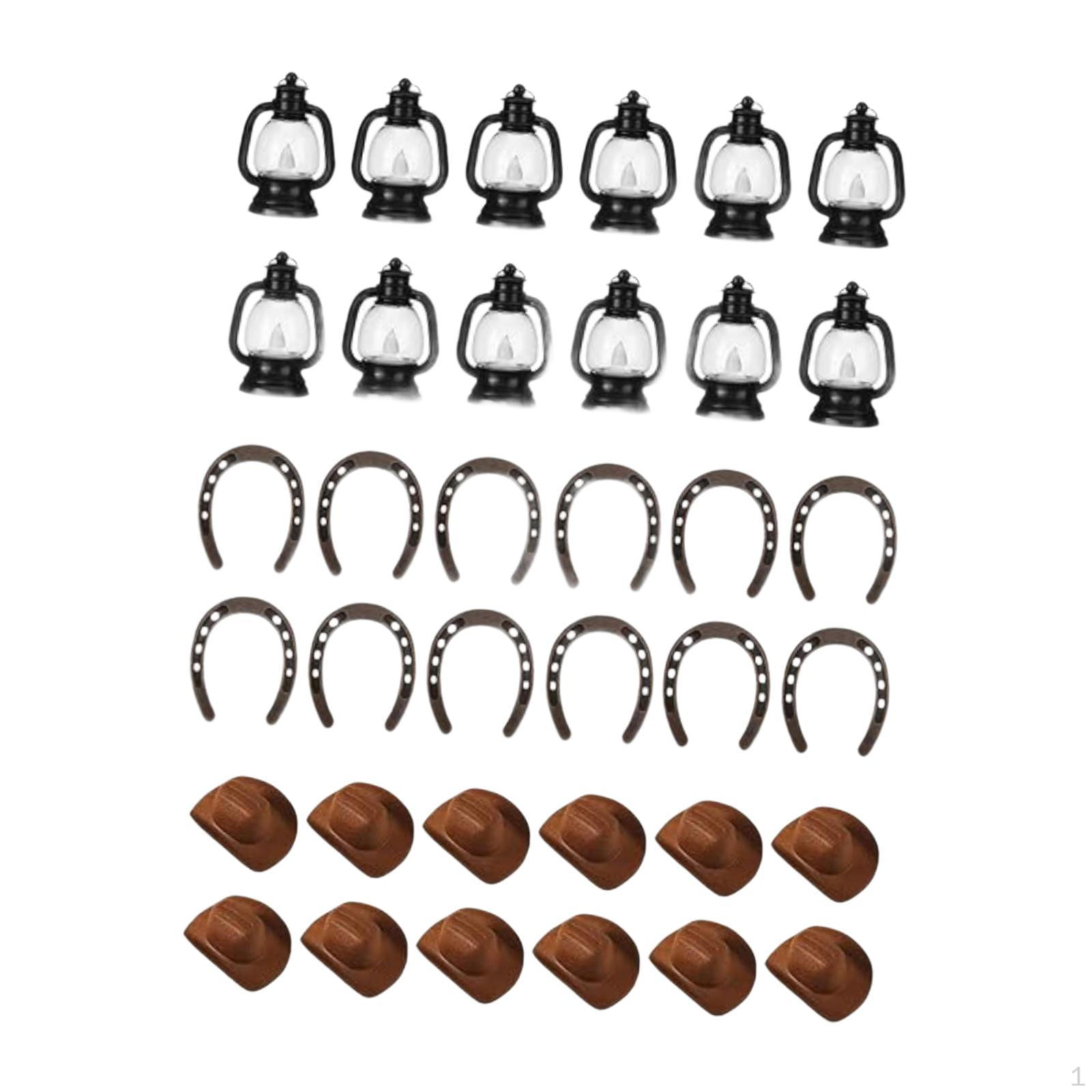 

36Pcs Western Table Centerpieces Mini Cowboy Hats Lantern Decoration Cowgirl with