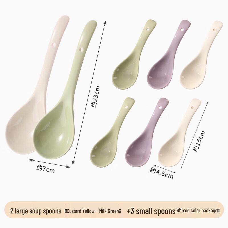 Large Ceramic Long-Handle Soup Spoon