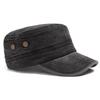 Men's Vintage Washed Cotton Flat Top Hat Sunshade Duckbill Cap for Outdoor and Military Use