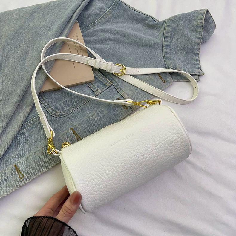 

Women s Summer Commute White Leather Crossbody Bag - 2025 Niche Fashion Cylinder Design