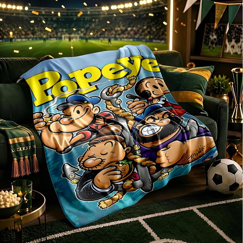 Popeye's Strength Displayed Throws Blanket Flannel Blankets Plush for Couch Bed Gifts for Men Women Travel Picnic Blanket Christmas Fan Gifts