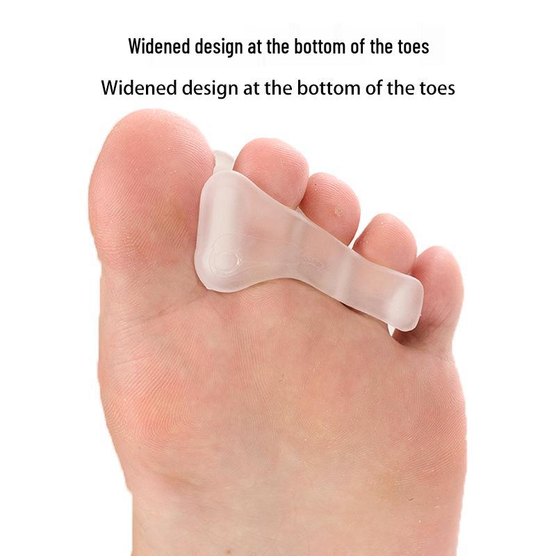 Silikon Hallux Valgus Korrigerare: Tå- och hallux valgus-separerare med tre hål för överlappande tår för dag- och nattanvändning
