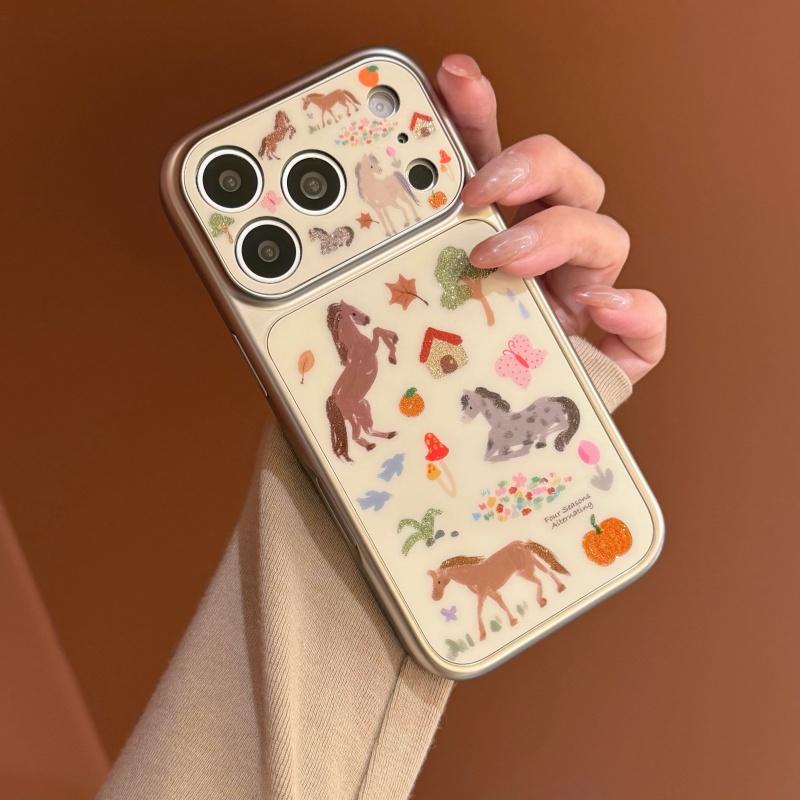 

Fashion Cute Cartoon Horse Butterfly Illustration Phone Case For iPhone 17 Pro Max 16 15 14 Pro Back Cover Shockproof Protetive iPhone 17 Pro Max