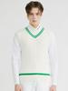 20Th Hole Cable Contrast V-Neck Knit Vest [Ivory Green]