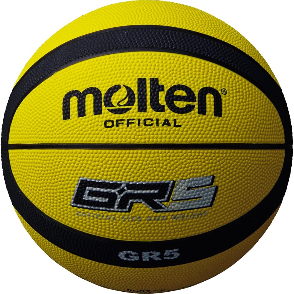 Molten GR5 Basketball Size 7 Official Game Ball Durable Rubber Construction Black/Yellow