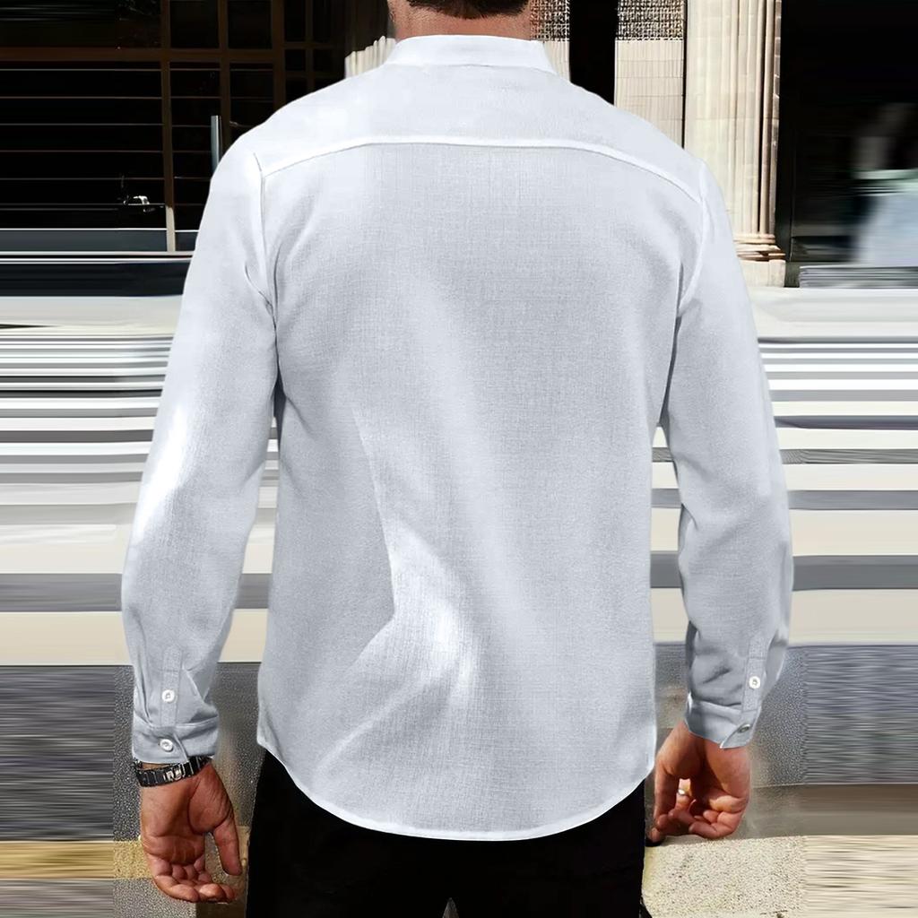 Pánská lněná košile s dlouhým rukávem košile s límečkem na knoflíčky košile business casual košile business košile regular fit