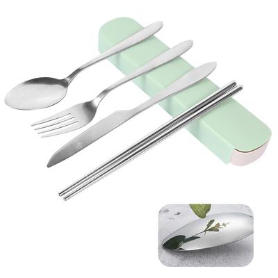 4Pcs Portable Cutlery Set Stainless Steel Silverware Set with Case for Meal Box Travel Camping Flatware Set Personal Utensil Set