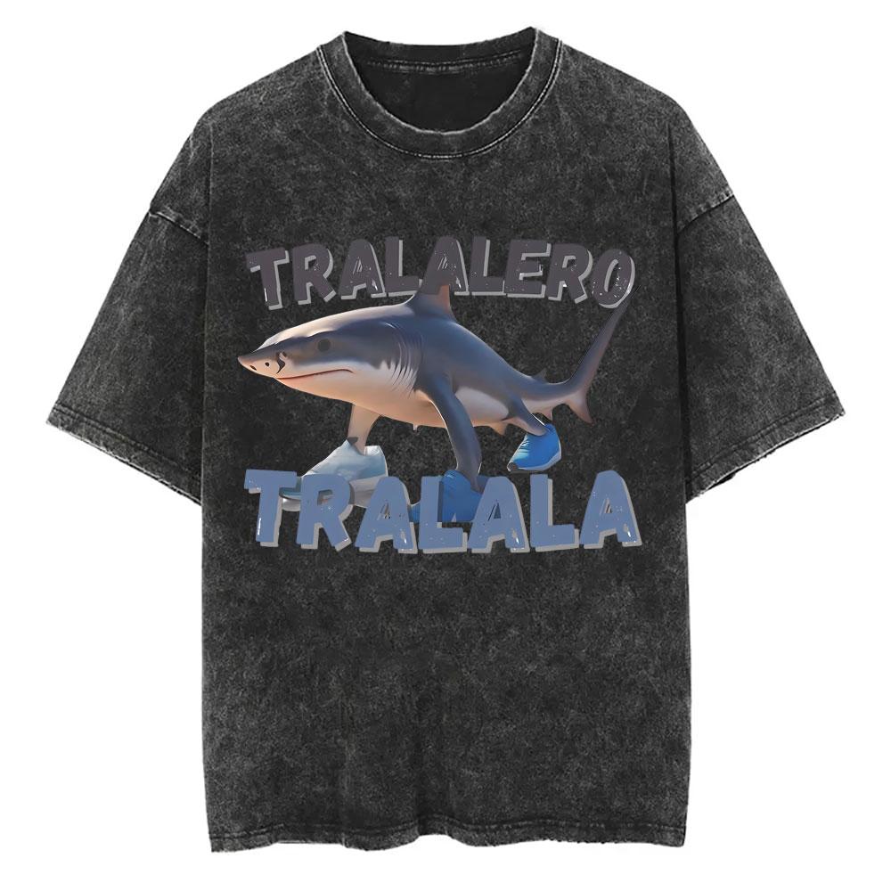 Yk Tshirt Men New In Top Tees Mens TShirt Vintage Washed Bombardiro Crocodilo T Shirt Funny Plane Bomber Crocodile Meme