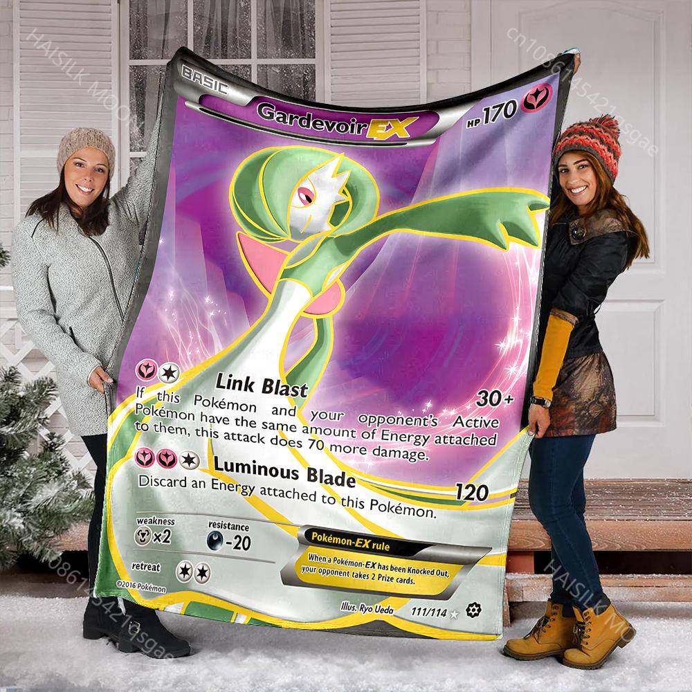 1 Stück Japan Pokémon Gardevoir Karten-Print-Decke für Erwachsene und Kinder, Warme Decken für Zuhause, Reisen, Auto, Camping, Picknick, Luxusgeschenke