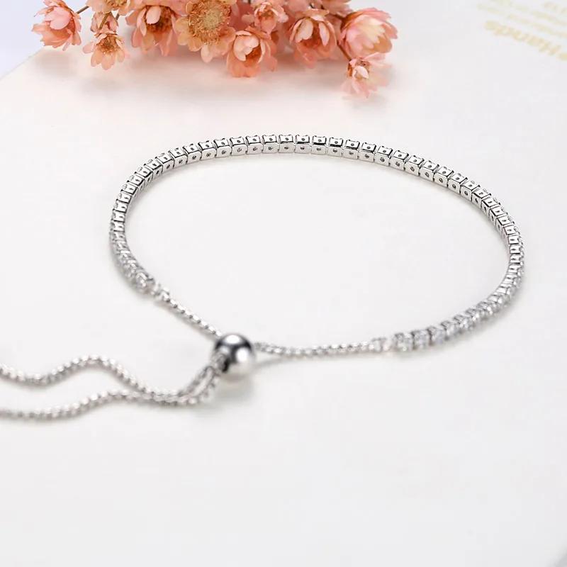 TONGZHE Women Couple Bracelets 925 Silver Jewelry Bangles For Ladies Beads Sparkling Strand Chain Bracelets For Women