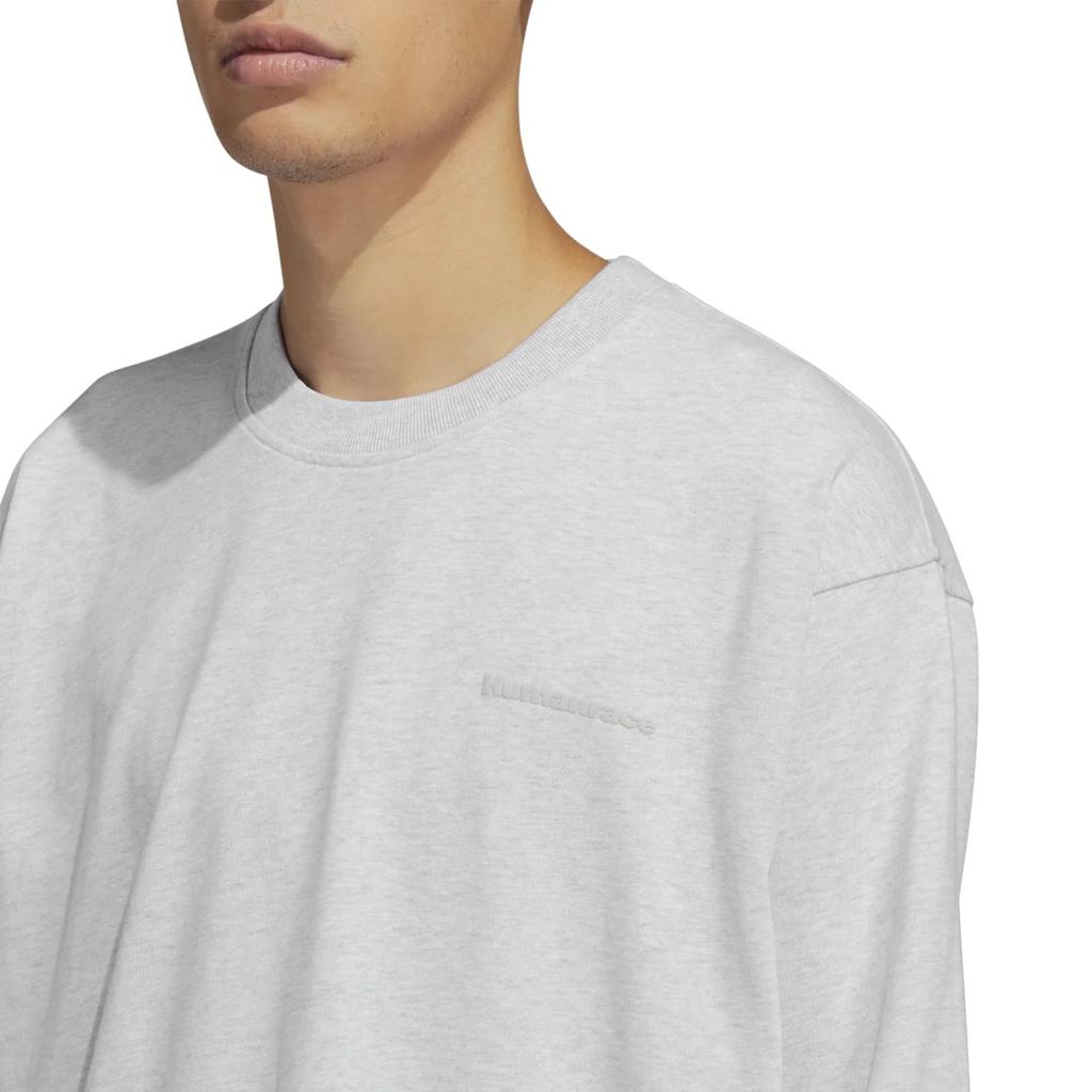 Adidas Originals Trefoil X Pharrell Williams Solid Logo Print Long Sleeve T-Shirt Unisex Tops Light-Grey HN3439