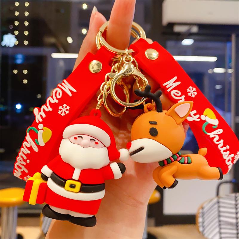 Cartoon Cute Santa Keychain Pendant Car Key Chain Schoolbag Pendant Christmas Gift