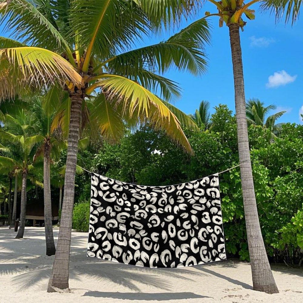 Asciugamano da Bagno a Pois Astratti Bianco e Nero Asciugatura Rapida Microfibra Telo da Spiaggia Leggero Nuoto Campeggio Yoga Spiaggia Fuori