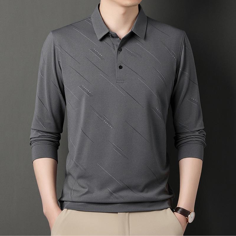 Middle-Aged Men S Autumn Shirt Long-Sleeved Shirt Dad S Lapel Spring And Autumn Bottoming Shirt Men S Top M