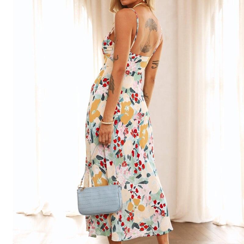 Summer Fashion Chiffon Vintage Dress Women Flower Printed Sleeveless Long Dress For Women Sexy Bandage Backless Dresses 24999