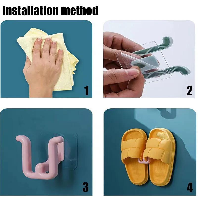 2pcs Wall Mounted Shoes Rack Plastic Shoes Holder Storage Organizer Door Shoe Hangers Bathroom Shower Shoes Holders