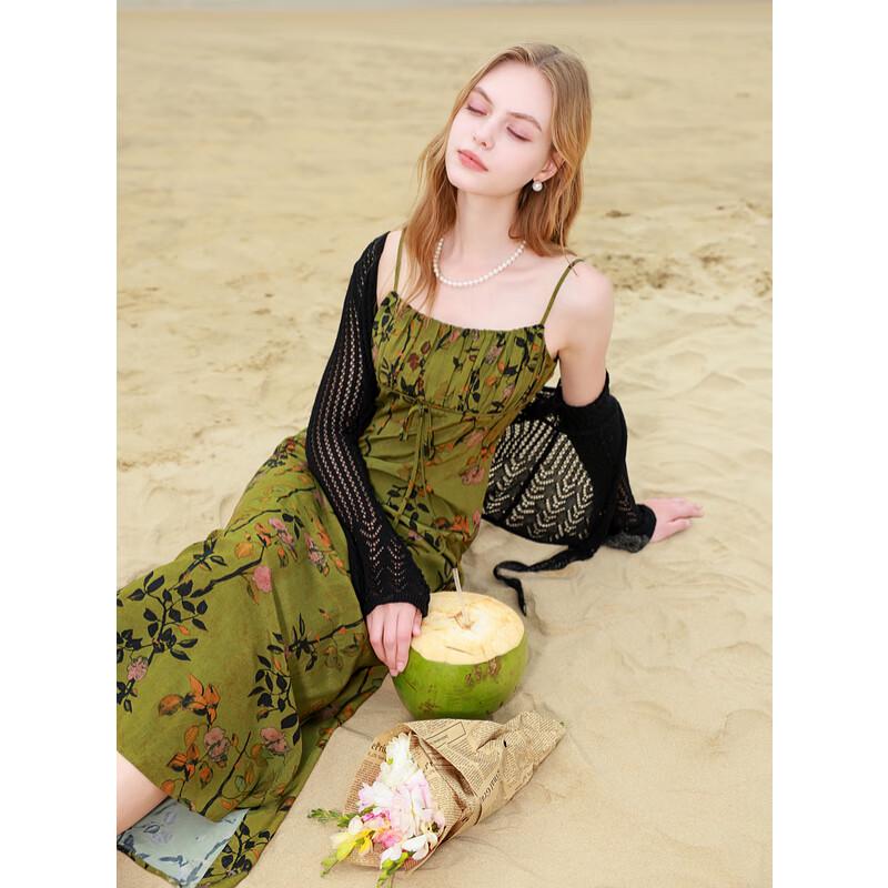 

SANCYL 2025 Летнее французское ретро платье-комбинация с масляной живописью S