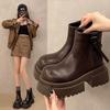 Platform Muffin Martin Boots Women's Autumn 2025 New Fashion Retro Maillard British Style Women's Short Boots
