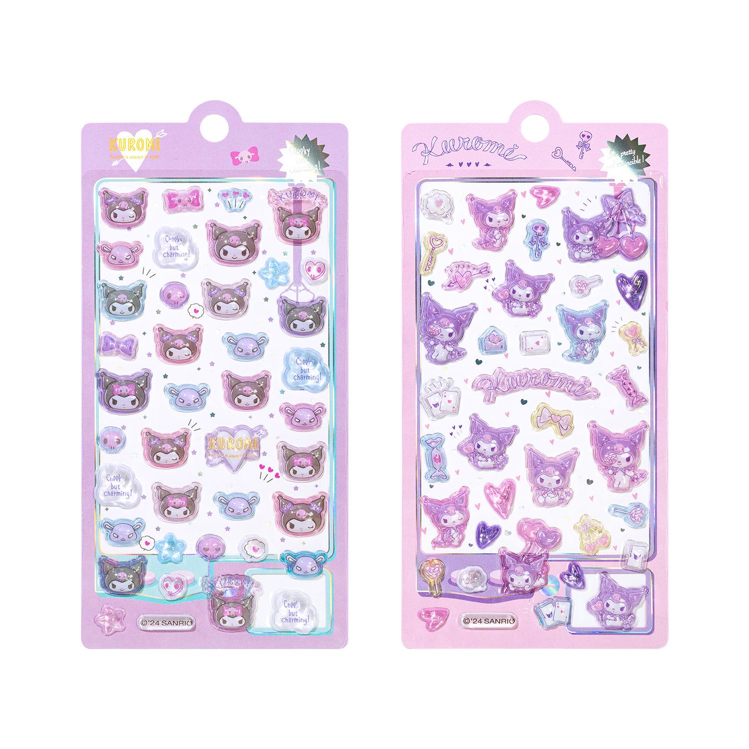Kuromi 3D Embossed Glitter Sticker Phone Case - Sanrio Cute Cartoon Design