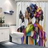 African American Shower Curtain Abstract Portrait Including Hooks For Bathroom And Patio Decorative Shower Curtain