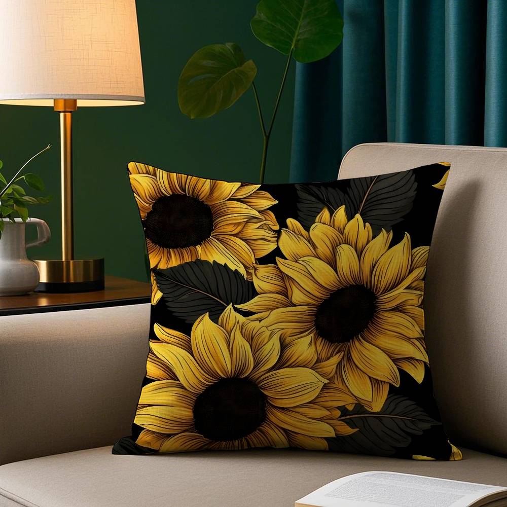 

Классический тренд Подсолнух Наволочка Короткий плюш Принт Наволочка Квадратные Наволочки для дивана Домашний декор 12x12Inch