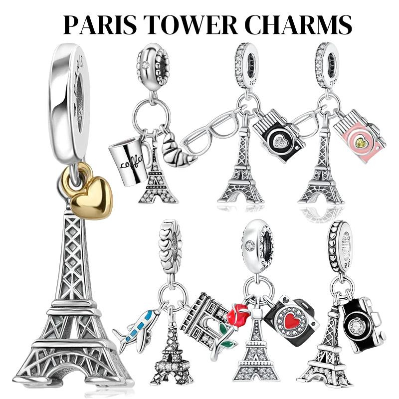 Paris Tower Aircraft Travel Charms Pendant Beads Fitoriginal Bracelet For Women Jewelry Travel Commemorative Gifts For Friends