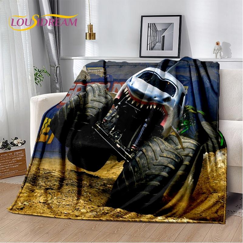 Monster Truck 3D Monster Jam Cartoon Soft Blankets,Keep Warm Throw Blanket Comfortable Blanket for Picnic Beds Sofa Home Bedroom