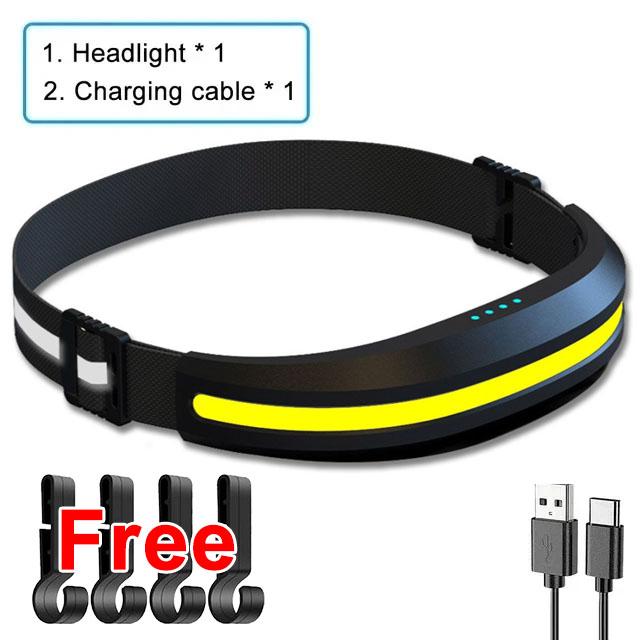 Powerful COB LED Headlamp 5500mah Portable Headlamp With Built-in Battery Torch USB Rechargeable Outdoor Waterproof Head Lamp