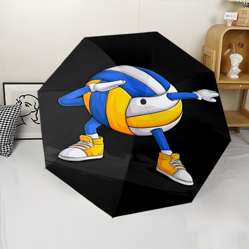 Volleyball Theme Automatic Umbrella, Lightweight & Portable, 8 Rib, Perfect for Outdoor Travel, Birthdays, Christmas, Gifts.
