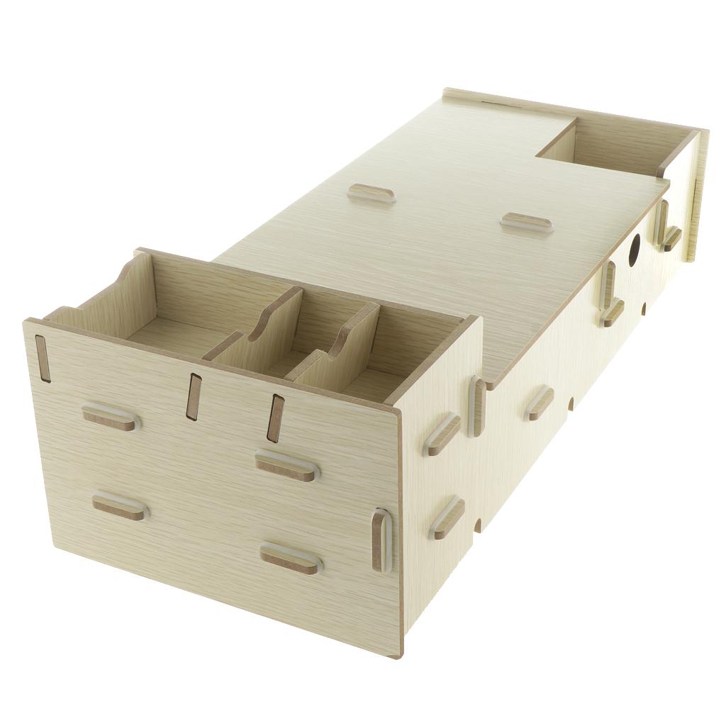 Wood Monitor Stand Drawers Computer Laptop Printer Riser Desk Rice White