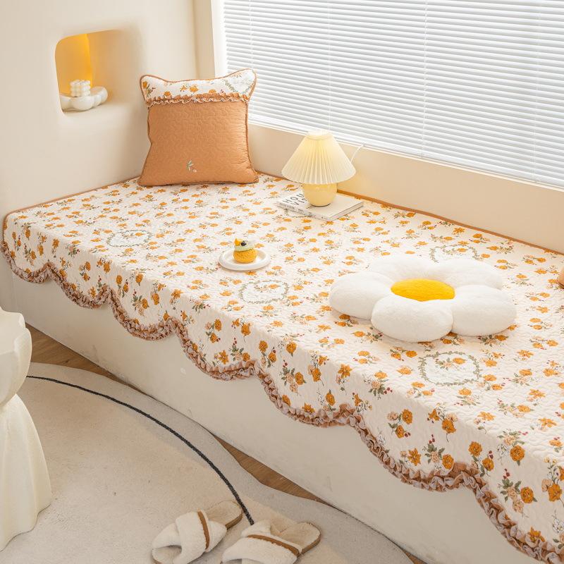 Korean Twill Pure Cotton Idyllic Four Seasons Universal Non-Slip Quilted Wooden Ear Tatami Mat Sofa Bedroom Window Cushion