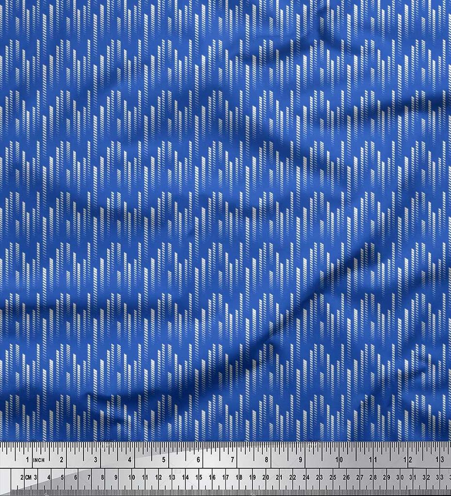 Soimoi Japan Crepe Satin Fabric Diagonal Line Small Print Fabric by Metre 42 Inch