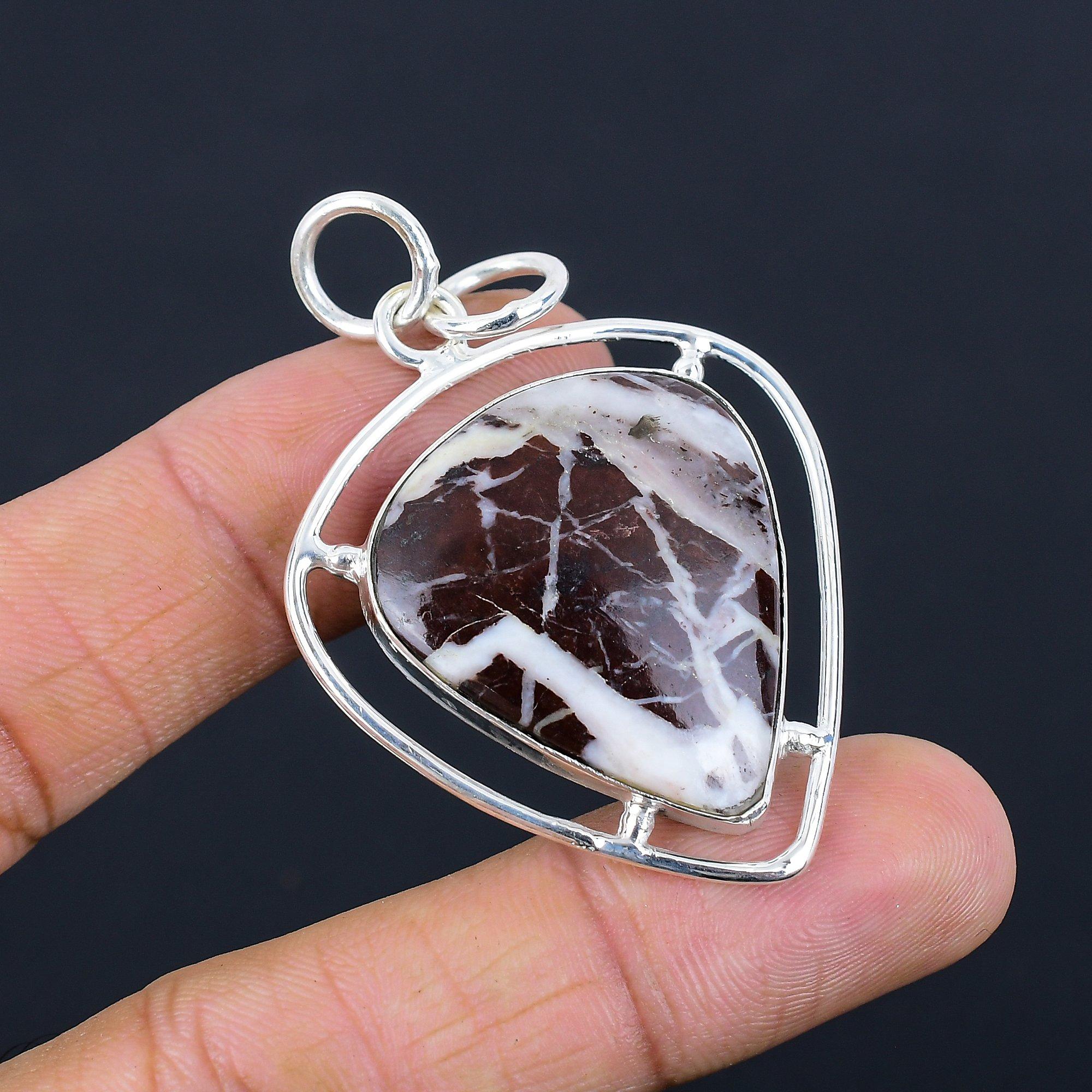 

Pear Natural Coconut Jasper Sterling Silver Wife Wedding Bezel Pendant Jewelry