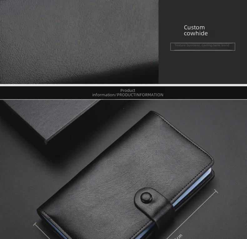 Large Capacity Genuine Leather Multi-Card Holder - Men's & Women's Long Cowhide Credit Card Document Wallet (Korean Design)