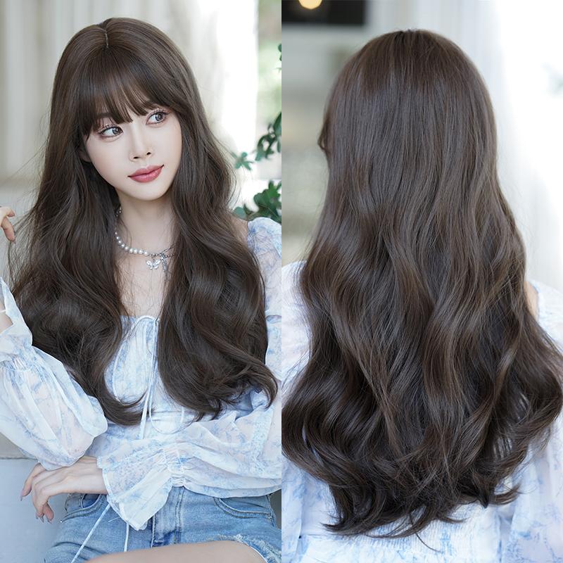 Professional  WIGS Long Body Wavy Sakura Pink Wig for Sweet Girl High Density Synthetic Loose Curly Hair Wig with Bangs Beginner Friendly