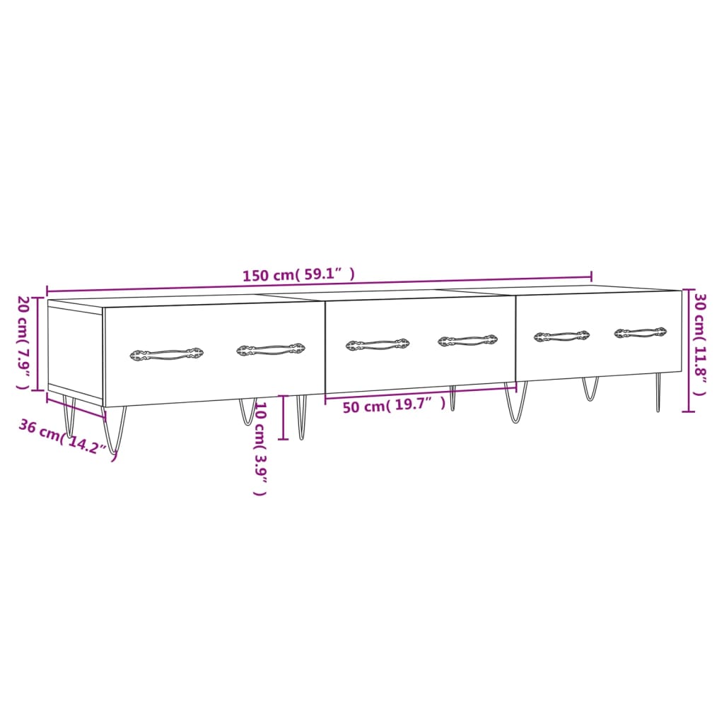 TV Cabinet Smoked Oak 150 X 36 X 30 Cm Particleboard