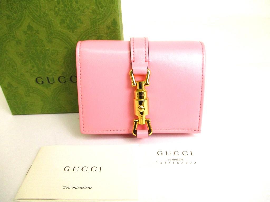 

Автентичний GUCCI Pink Leather Gold H/W Jackie 1961 Card Case Wallet Подвійний гаманець Компактний гаманець №9514 Відремонтований