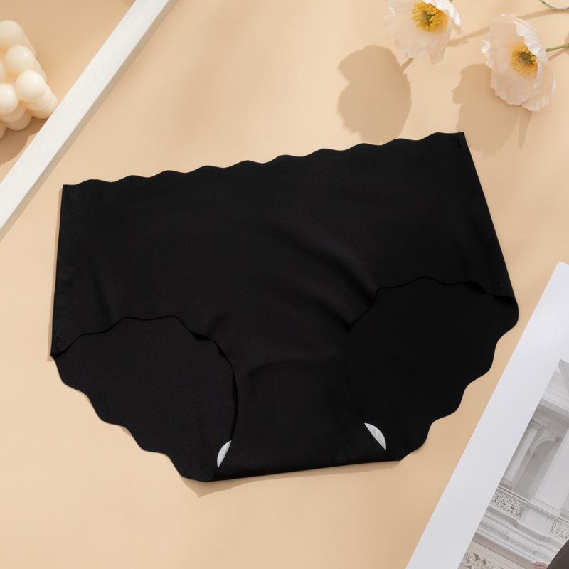 Women Seamless Solid Color Thin Breathable Quick Dry Low Waist Panties With Cotton Crotch