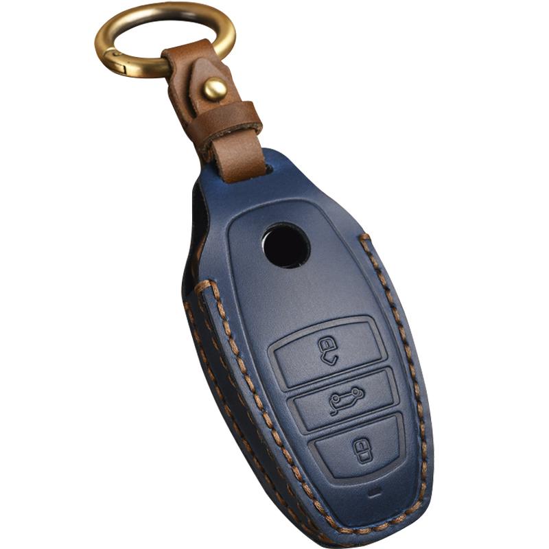 Kožený kryt pouzdra na klíče od auta pro Volkswagen VW Touareg 2021 3 tlačítka Smart New Key Protect Příslušenství Shell