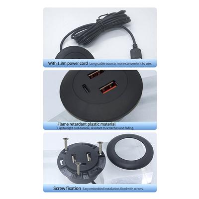 Embedded Desktop Multi Port Usb2.0 To Usb Type-C Charge Connector Extension Cord Concealed Fast Charging Cable