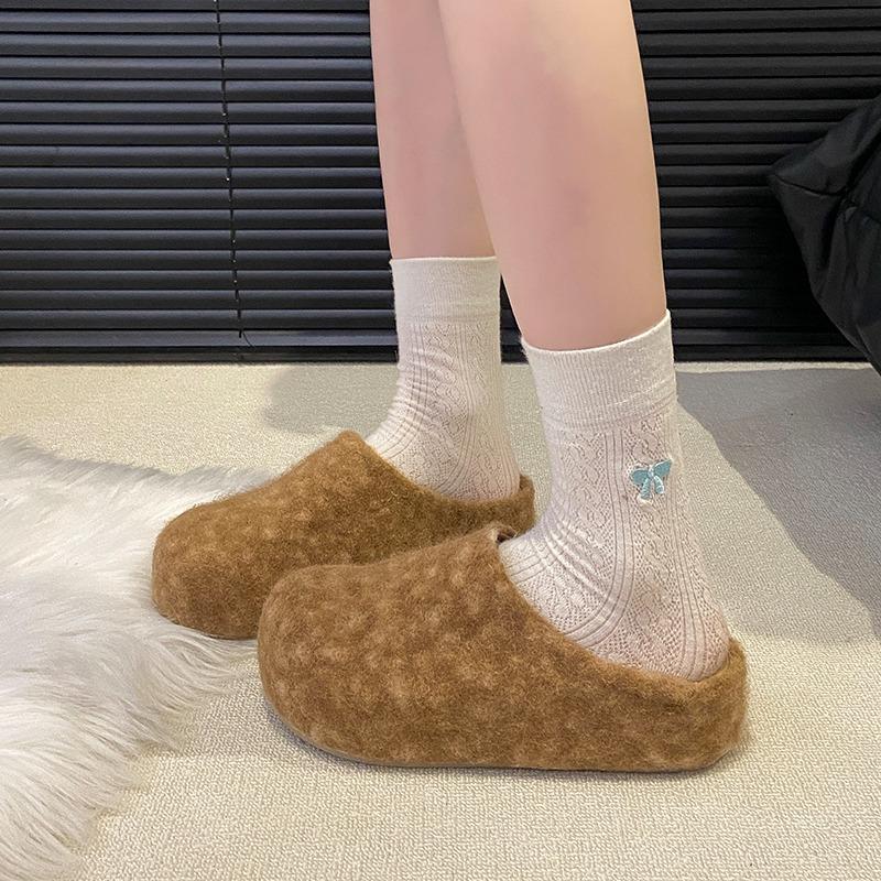 Autumn Winter Women's Sheepskin Mules Slippers Thick Bottom Hair Wrapped Head Lazy Shoes Fashionable Slip-On Boots