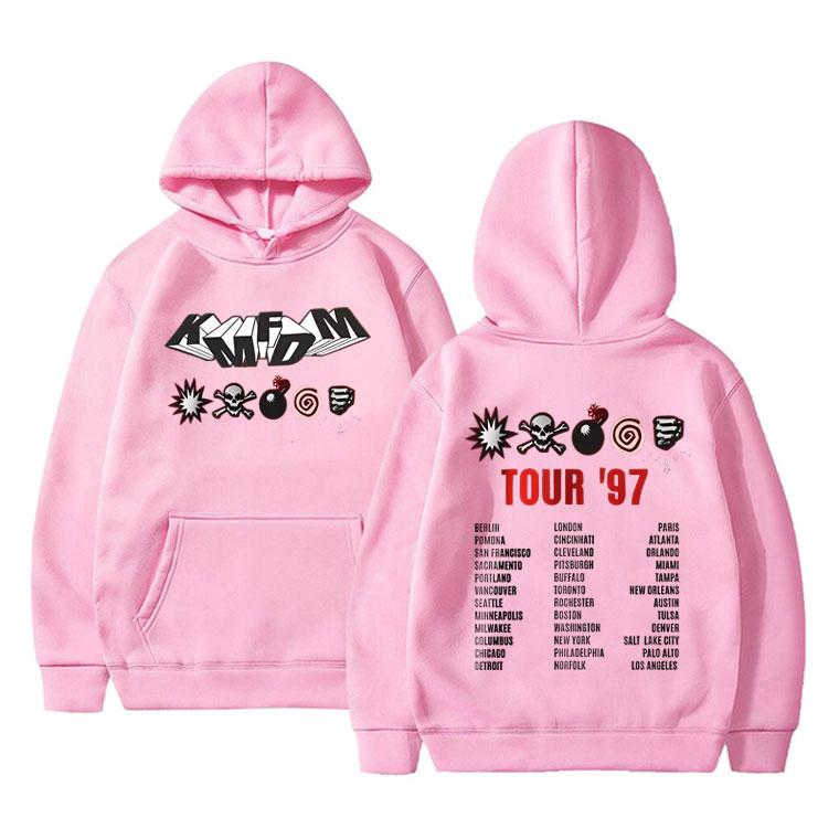 Rock Band Kmfdm Tour 97 Graphic Hoodie Men Women's Vintage Gothic Punk Pullover Hoodies Unsiex Casual Fleece Cotton Sweatshirt