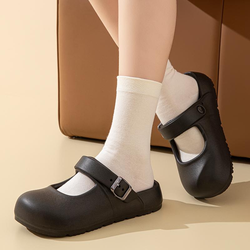 Fashion Women Sandals Mary Jane Outdoor Sandals Thick Sole Closed Toe Garden Clogs Beach Slippers Soft Bottom Home Slides